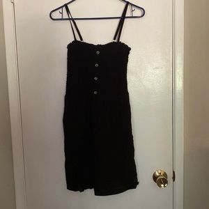 Hollister Smocked Black Button Down Dress